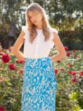 Ro&Zo Animal Print Wrap Midi Skirt, Blue/White, Blue/White