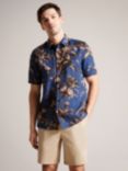 Ted Baker Belmar Short Sleeve Floral Shirt, Navy/Multi