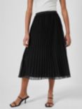 French Connection Plain Pleated Midi Skirt, Black