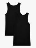 John Lewis Organic Cotton Vest, Pack of 2, Black