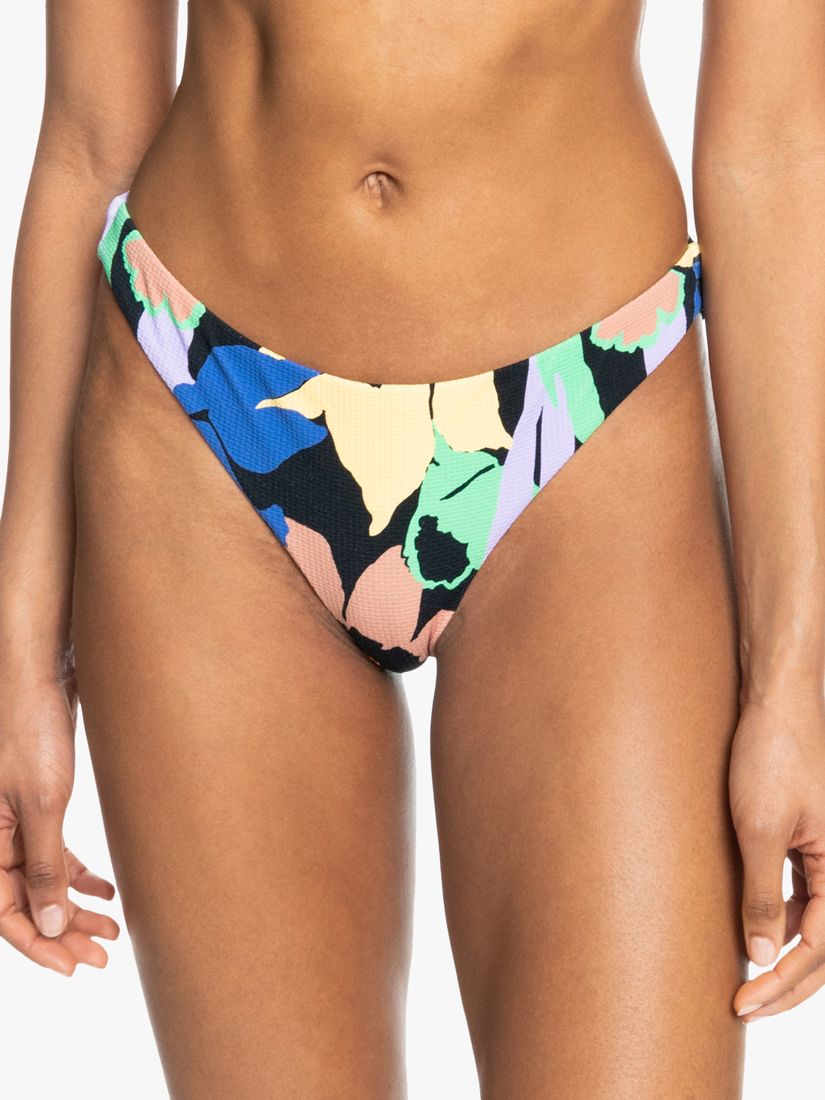 Roxy Colour Jam Brazilian Bikini Bottoms, Black/Multi at & Partners
