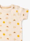 Little Green Radicals Kids' Adaptive Organic Cotton Sunshine & Rainbow Print T-Shirt, Cream