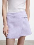 Mango Gigi Tweed Wrap Mini Skirt, Pastel Purple