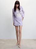 Mango Gigi Tweed Wrap Mini Skirt, Pastel Purple