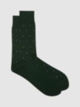 Reiss Mario Polka Dot Print Cotton Blend Socks, Bottle Green