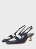 Hobbs Mischa Leather Slingback Court Shoes, Navy/Ivory