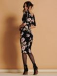 Jolie Moi Bodycon Floral Dress, Black