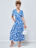 Jolie Moi Jaylynn Flare Sleeve Jersey Maxi Dress, Blue/White