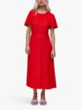 Whistles Petite Annabelle Cape Sleeve Midi Dress, Red