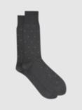 Reiss Mario Polka Dot Print Cotton Blend Socks, Charcoal