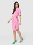 Closet London Slinky Wrap A-Line Midi Dress, Pink