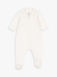 Petit Bateau Baby Starry Velour Sleepsuit, Marshmallow/Gris