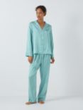 John Lewis Silk Stripe Shirt Pyjama Set, Teal