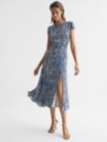 Reiss Livia Split Slip Midi Dress, Blue