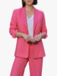 Pure Collection Longline Linen Blazer, Pink