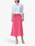 Pure Collection Laundered Linen Midi Skirt, Lipstick Pink