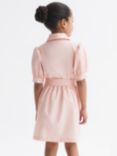 Reiss Kids' Naomi Puff Sleeve Belted Dress, Pink