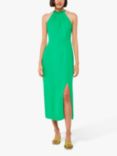 Whistles Plain Eliza Halterneck Midi Dress, Green, Green