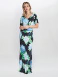 Gina Bacconi Jaylene Floral Maxi Dress, Navy/Green