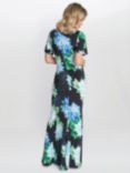 Gina Bacconi Jaylene Floral Maxi Dress, Navy/Green