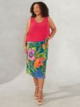 Live Unlimited Curve Tropical Print Midi Wrap Skirt, Multi