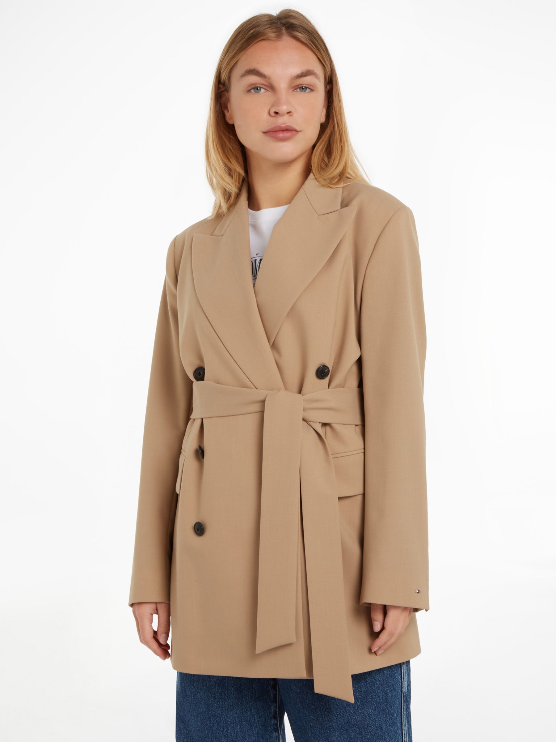 Tommy Hilfiger Double Wool Blend Coat, Classic at John Lewis Partners