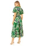 Yumi Tropical Print Wrap Midi Dress, Green, Green