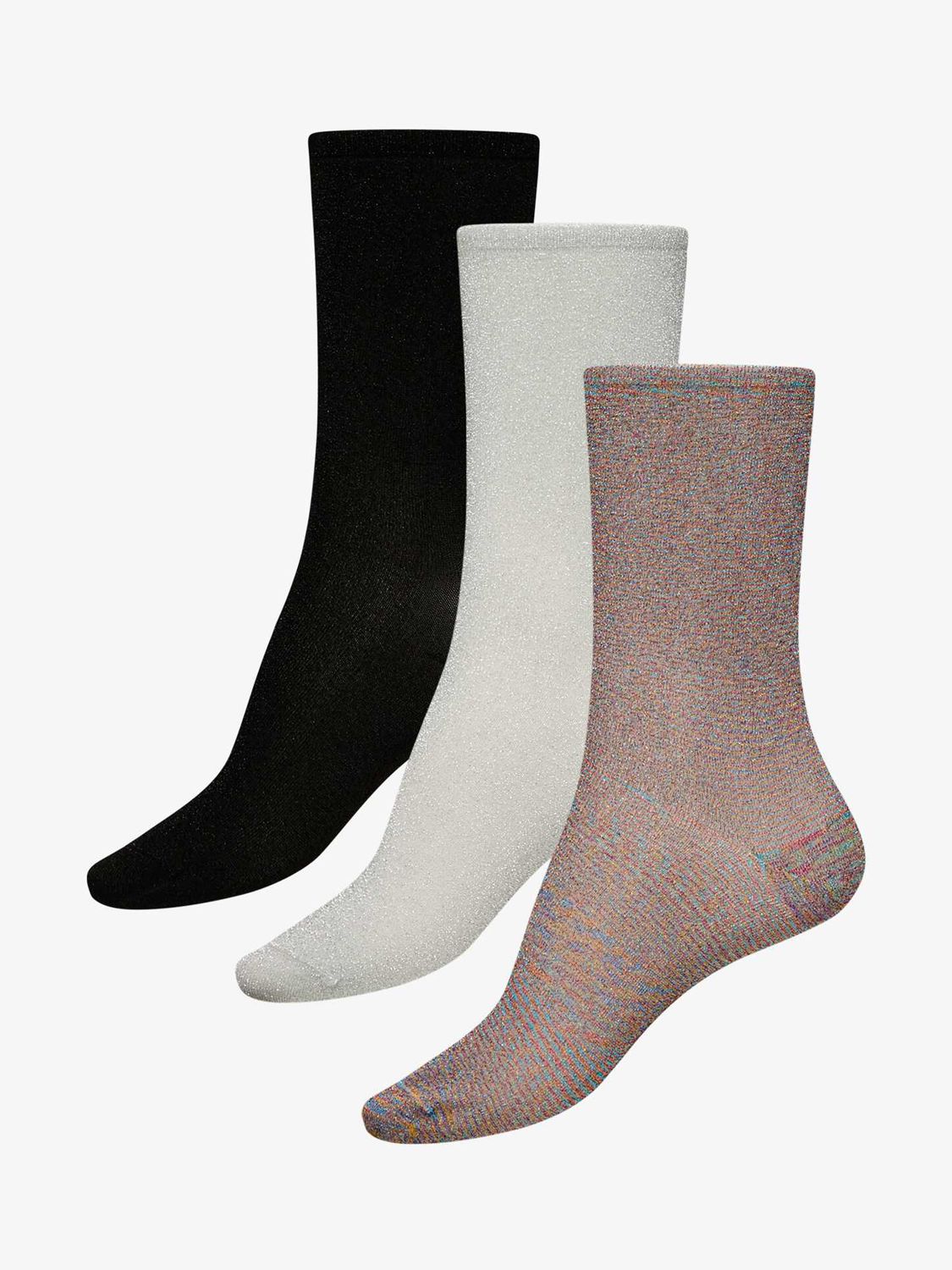 Unmade Copenhagen Stardust Ankle Socks, Pack 3, Silver/Multi John Lewis & Partners