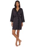 Lauren Ralph Lauren Satin Kimono Lace Robe, Black