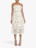 True Decadence Embroidery Strappy Tiered Midi Dress, White, White