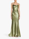 True Decadence Satin Cowl Neck Maxi Dress, Sage Green