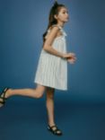Mango Kids' Nora Stripe Knee Length Dress, Natural White