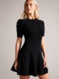 Ted Baker Velvey Puff Sleeve Mini Dress, Black