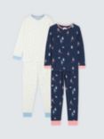John Lewis Kids' Ballerina Star Pyjamas, Pack of 2, Blue/Multi