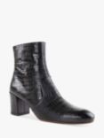 Chie Mihara Nurina Leather Croc Effect Ankle Boots, Black