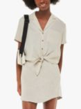 Whistles Tie Front Linen Shirt, Stone, Stone