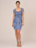 Adrianna Papell Papell Studio Floral Bead Embellished Mini Dress, French Blue