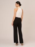 Adrianna Papell Faux Pearl Chiffon Crepe Jumpsuit, Ivory/Black