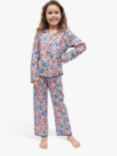 Minijammies Kids' Bea Ditsy Floral Print Pyjamas, Light Blue/Multi, Light Blue/Multi
