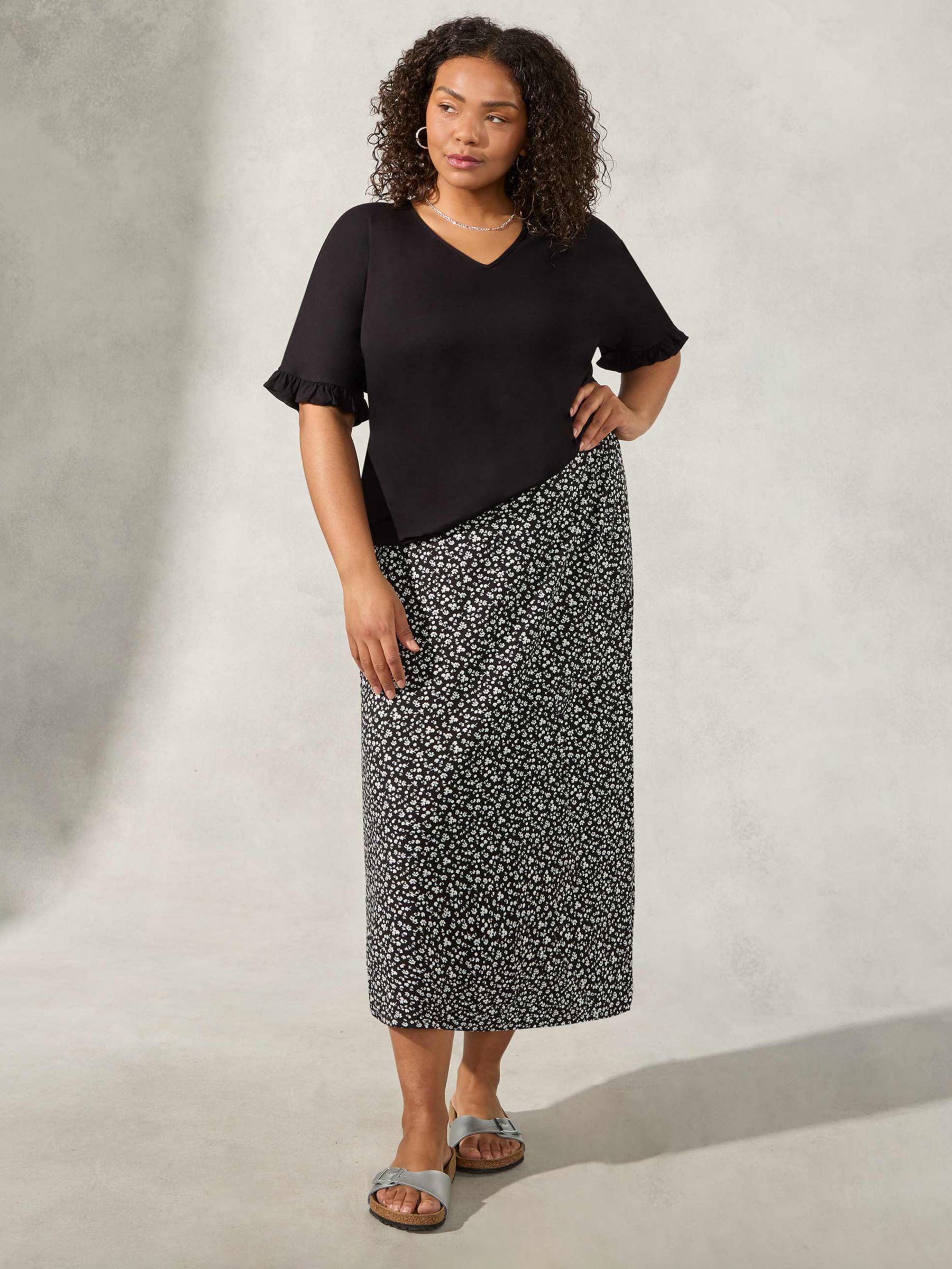 Unlimited Curve Mono Ditsy Jersey Skirt, at John Lewis & Partners