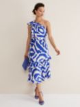 Phase Eight Joy Linen Blend Midi Dress, Indigo/Ivory