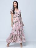 Jolie Moi Kailee Floral Print Midi Dress, Dusty Pink, Dusty Pink