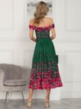 Jolie Moi Oliana Mesh Bardot Neckline Dress, Green