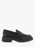 Dune Gracelyne Leather Penny Trim Chunky Loafers, Black