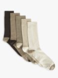John Lewis Organic Cotton Rich Heel and Toe Men's Socks, Pack of 5, Natural Beige