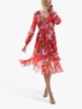 James Lakeland Belted Print Midi Dress, Red