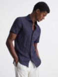 Reiss Holiday Regular Fit Linen Shirt, Navy