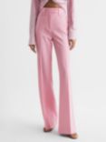 Reiss Petite Blair Wool Blend Flared Trousers, Pink