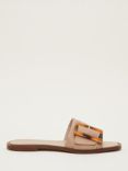 Phase Eight Leather Flat Slider Sandals, Neutral