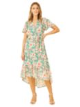 Mela London Floral Wrap Tiered Dipped Hem Dress